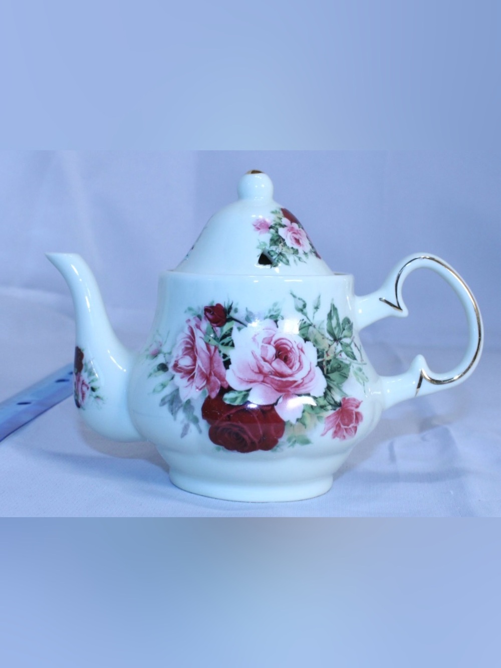 Formalities by Baum Bros Vintage Porcelain “Victorian Rose” Teapot +Matching Lid